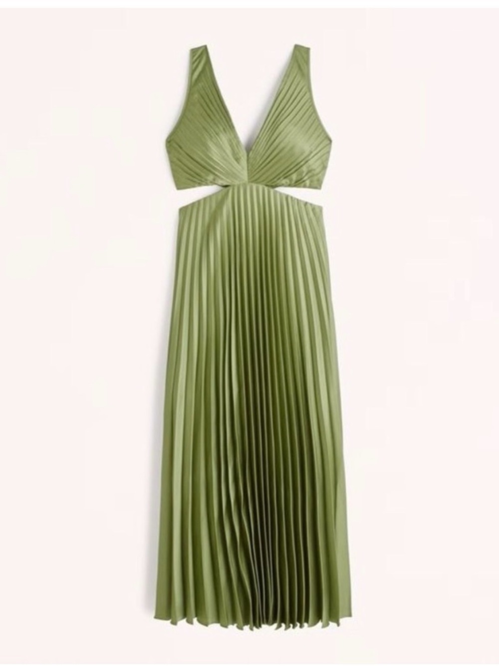 Abercrombie & Fitch Olive Green Pleated Cutout Maxi